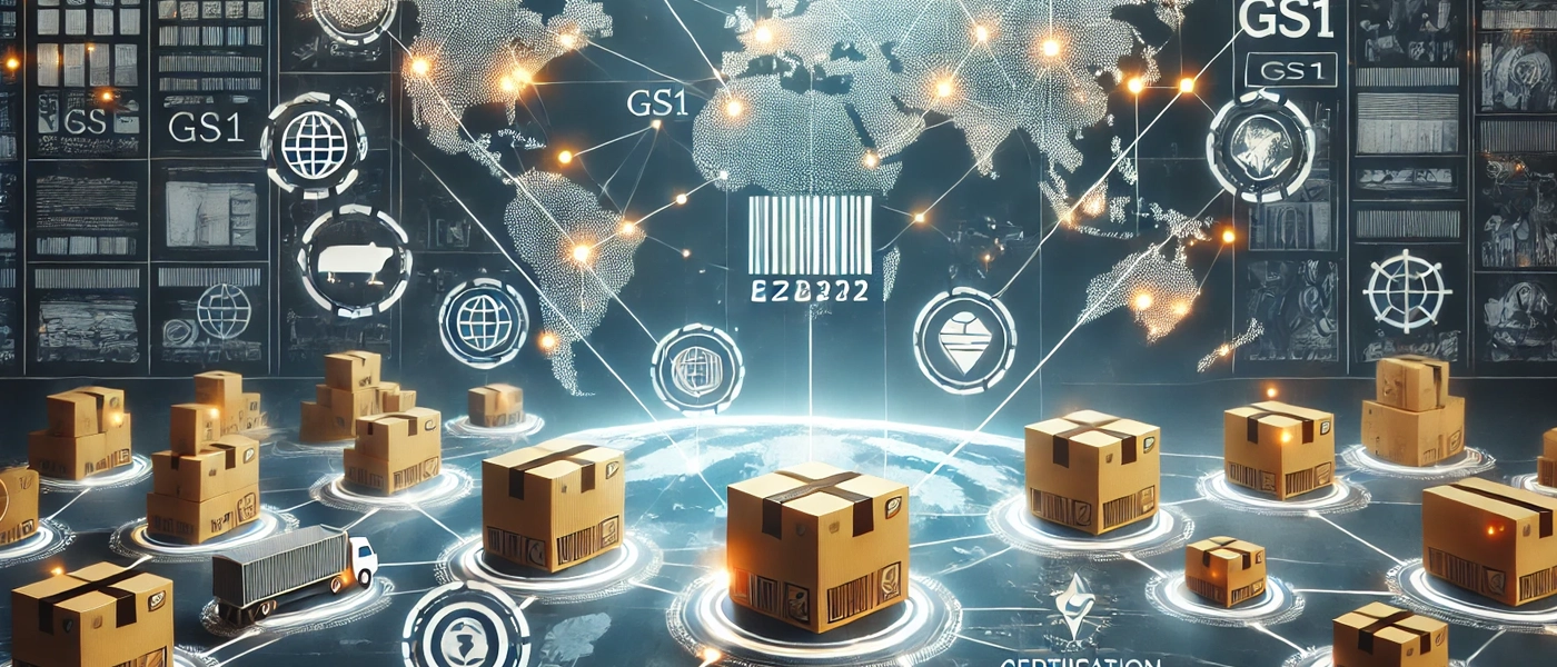 DALL·E 2024-10-25 13.48.08 - A clear and detailed illustration of EDI and logistics, focusing on the Serial Shipping Container Code (SSCC) and GTIN. The image should feature a war